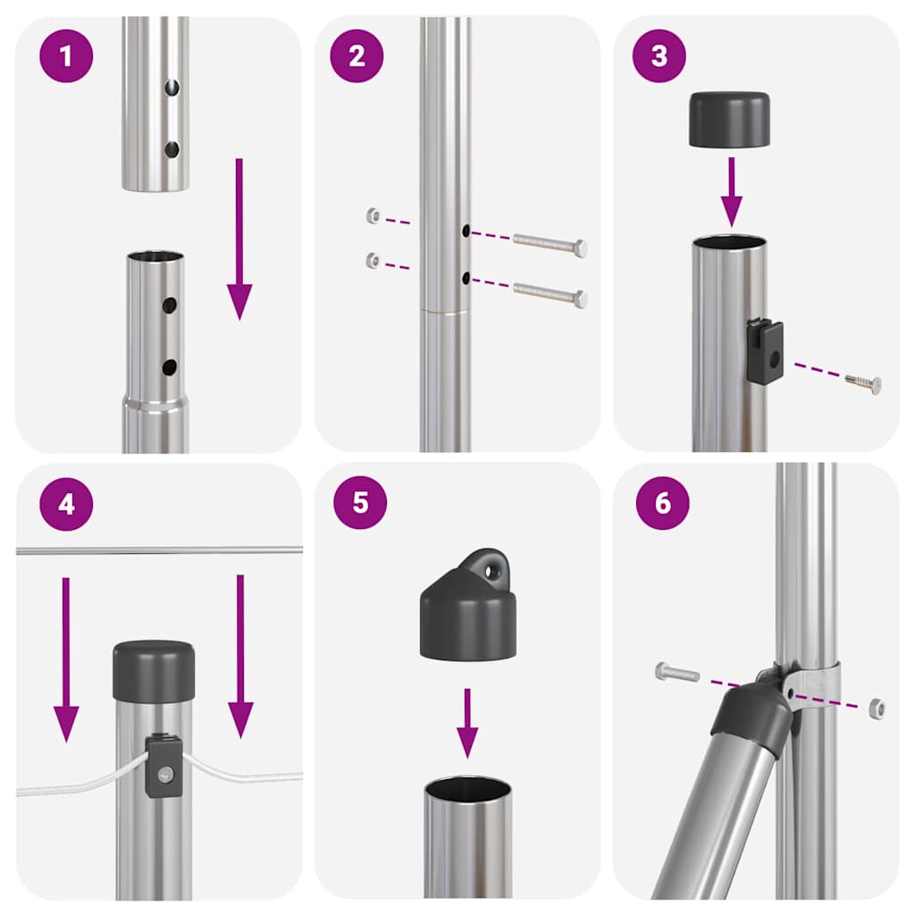 Zaun mit Pfosten Silber 1 x 50 m Stahl